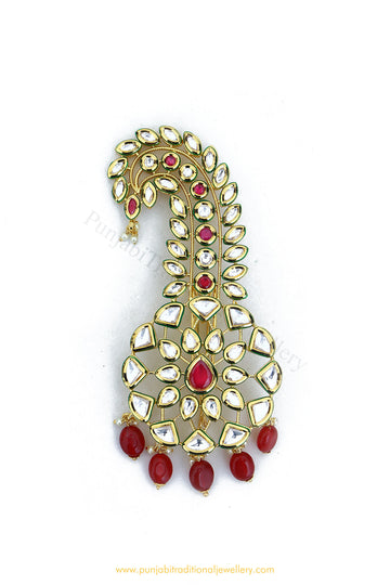 Gold Finished Ruby Kundan Kalgi | Punjabi Traditional Jewellery Exclusive